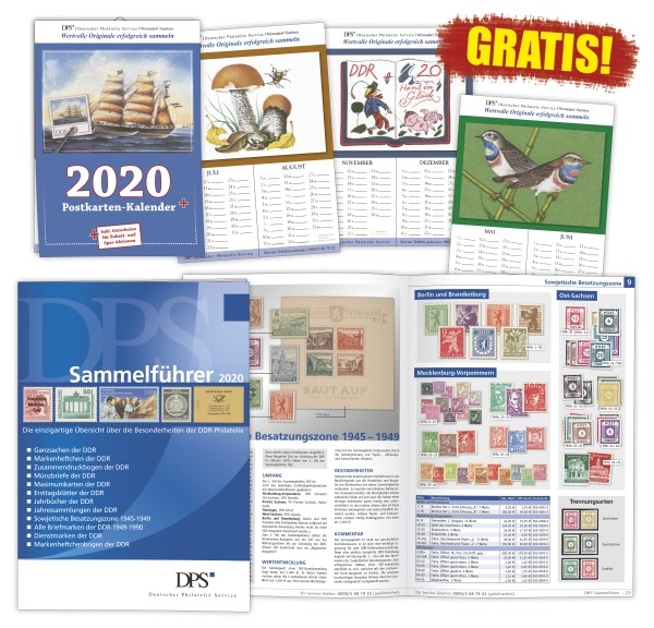 Gratis Sammellführer und Postkartenkalender 2020