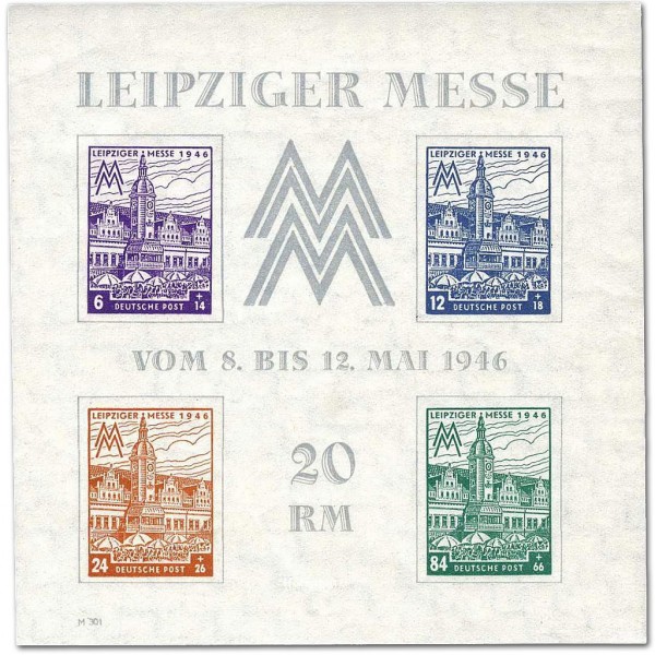 SBZ West-Sa. Bl. 5X ** MiNr. 162/65 Leipziger Messe 1946