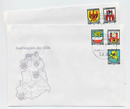 DDR FDC MiNr. 2934/38 Stadtwappen III