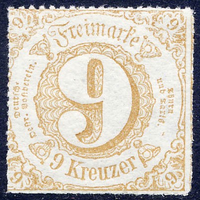 Thurn & Taxis MiNr. 44I ** 9 Kr., ockerbraun, durchstochen