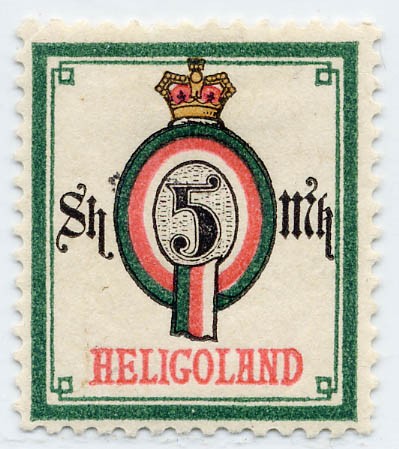 Helgoland MiNr. 20A * 5 M/5 Sh mehrfarb. Wertziffer im Band