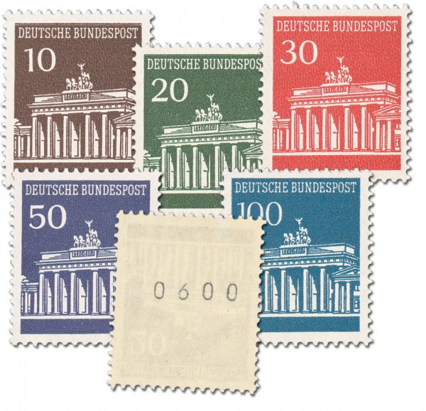 BRD-RM MiNr. 506/10 v ** RM mit Nummer FM Brandenburger Tor 1966