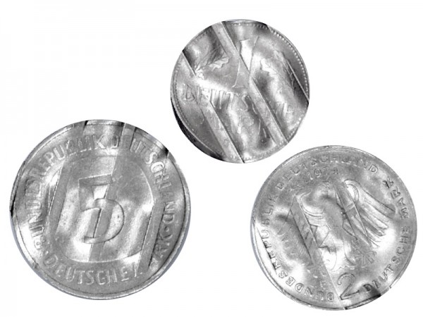 BRD Komplettes Set: Amtlich entwertete 1,-/2,-/5,- D-Mark-Münzen