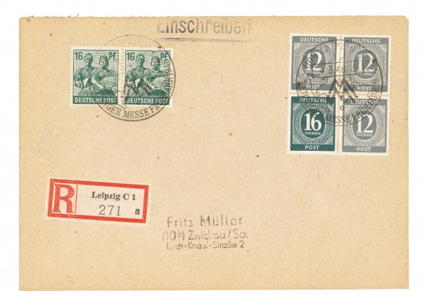 All.Bes.GA Brief mit Ziffern-Zd aus Heftchen Zd-MiNr. W158 (16Pf+12Pf) auf R-Brief