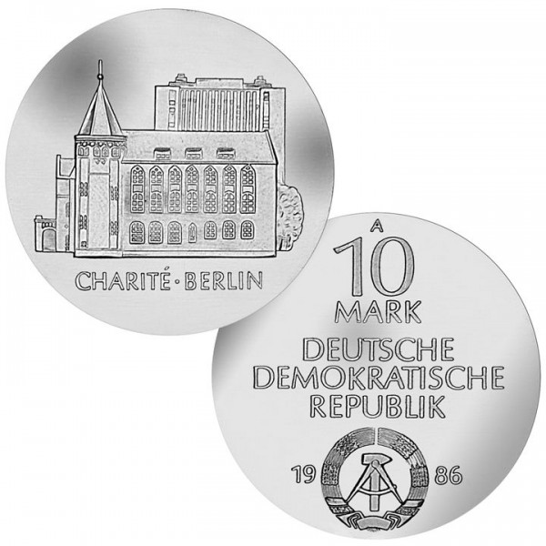 DDR Münze 1986, 10 M, st 275 Jahre Charité Berlin