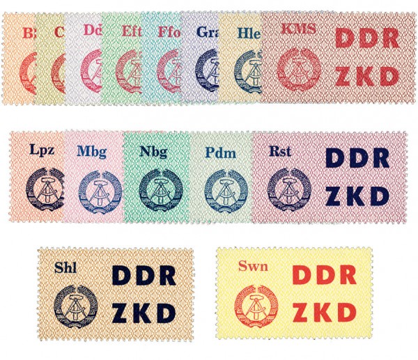 DDR Dienstmarken C MiNr. 1-15 ** Laufkontrollzettel f.d.Volkspolizei, 15 Werte