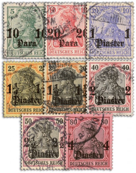 Dt. Post in d. Türkei MiNr. 36/43 KS o FM Reichspost mit Wasserzeichen