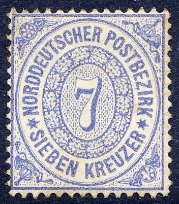 Norddeutscher Postbezirk MiNr. 22 * 7 Kreuzer / graublau