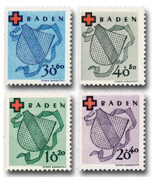 Franz.Zone Baden MiNr. 42/45A ** Deutsches Rotes Kreuz