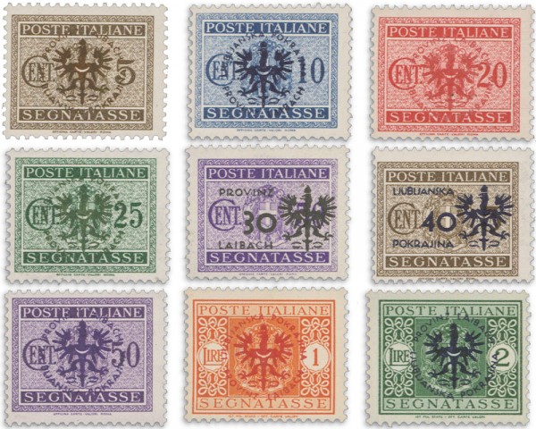 Dt. Besetzung Laibach MiNr. 1-9 ** Portomarken m. Aufdruck