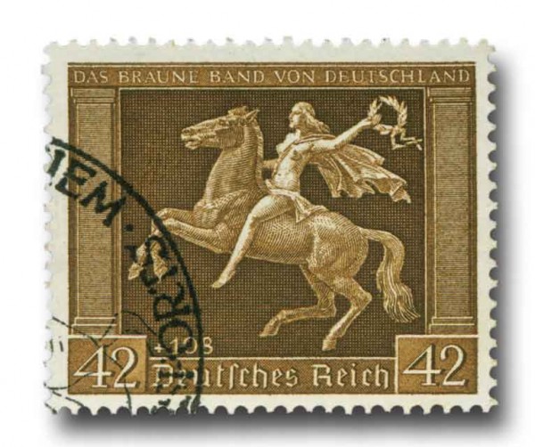 Dt. Reich MiNr. 671y o "Das Braune Band" 1938 / waagr. Gummirifflung