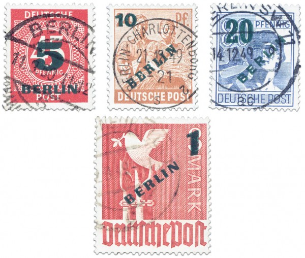 Berlin MiNr. 64/67 o Freimarken Grünaufdruck