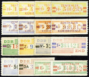 DDR Dienstmarken B MiNr. 16-31** Billettstreifen mit Wertbalken, 16 Werte