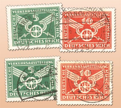 Dt. Reich MiNr. 370/71 X/Y o Wasserzeichen-Set "Dt. Verkehrsausstellung"