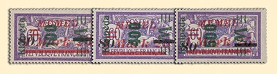 Memelgebiet MiNr. 164/166 ** Freimarken Frankreich mit Aufdruck