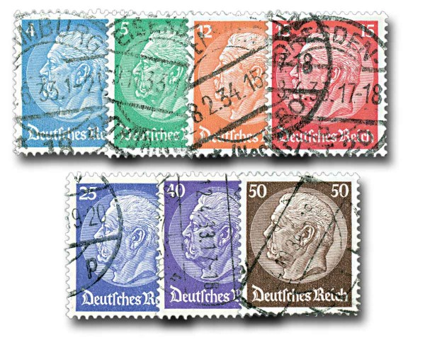 Dt. Reich MiNr. 467/73 o FM Hindenburg-Medaillon 1932