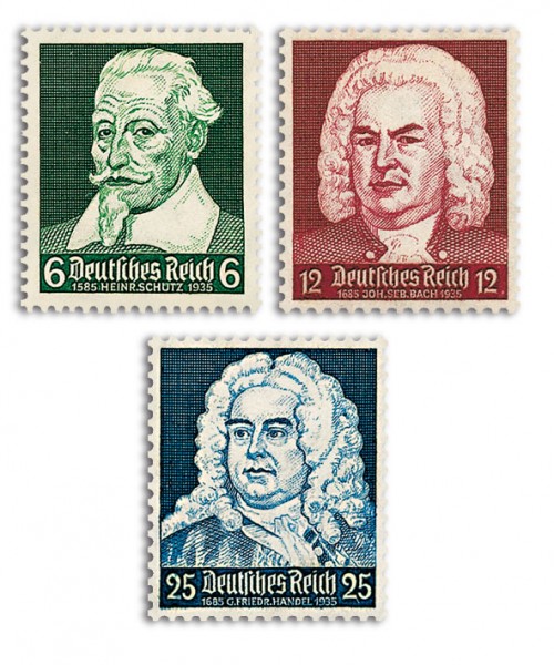 Dt. Reich MiNr. 573/75 ** Schütz-, Bach-, Händel-Feier