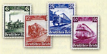 Dt. Reich MiNr. 580/83 ** 100 Jahre Dt. Eisenbahn