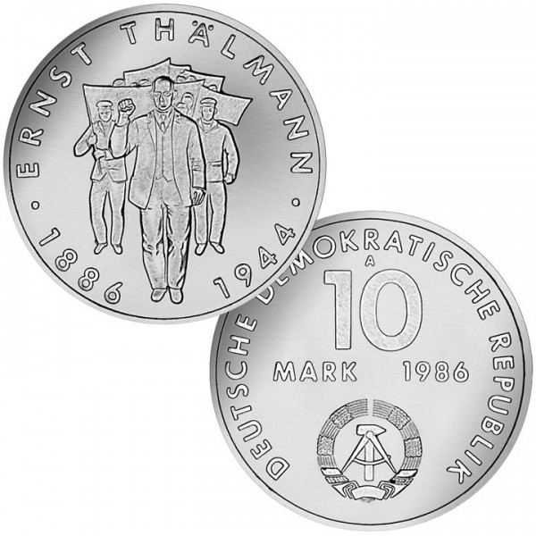 DDR Münze 1986, 10 M, st 100. Geburtstag Ernst Thälmann