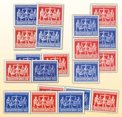 All.Bes.GA Zdr-Kombinat. MiNr. 969/70 ** (8 Stück) Exportmesse Hannover 1948, WZd1-4 + SZd1-4