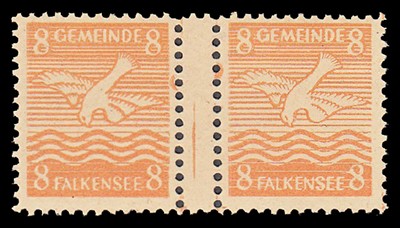 Dt. Lokalausgabe - Falkensee (n.a.) MiNr. WZ 3 ** (waagr. Zw.-steg / 8 Pf./ orange)
