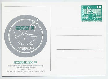DDR Ganzsache P 83b *10Pf. Papier weiß SPK "Sozphilex 78"