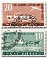Franz.Zone Wü./Hz. MiNr. 49/50 o 100 Jahre deutsche Briefmarke