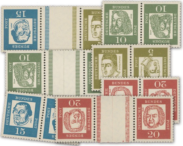 BRD Zd-Kombis Bedeutende Deutsche ** 7 Zd aus Heftchen, MiNr. K1-KZ3