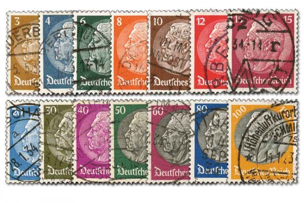 Dt. Reich MiNr. 482/95 o FM Hindenburg-Medaillon 1933
