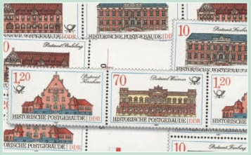 DDR Zdr.-Kombinat. MiNr. 3067/70 ** Historische Postgebäude (WZd 699-706,SZd 332-339)