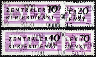 DDR Dienstmarken B MiNr.10-13 ** für den ZKD, mit Aufdruck von Kontrollzahlen