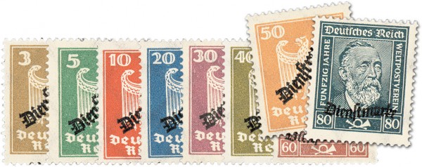 Dt. Reich Dienst MiNr. 105/13 ** Dienstmarken, FM 355-63 mit Aufdruck