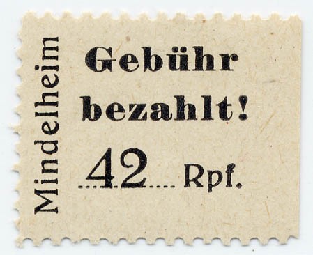 Dt. Lokalausgabe - Mindelheim (n.a.) MiNr. 2 xC ** (graues Papier / Typ C)