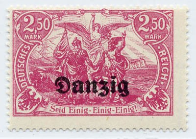 Freie Stadt Danzig MiNr. 12 c ** Freimarken 2,50 M - Farbe c