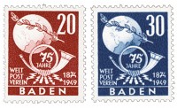 Franz.Zone Baden MiNr. 56/57 ** 75 Jahre Weltpostverein
