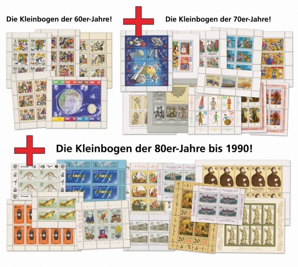 DDR Kleinbogen "3 Jahrzehnte Kollektion" ** alle 50 Kleinbogen der 60er, 70er & 80er Jahre