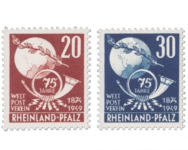 Franz.Zone Rh./Pf. MiNr. 51/52 ** 75 Jahre Weltpostverein