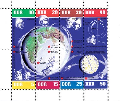 DDR Klbg. MiNr. 926/33 ** 5 J. sowj. Weltraumflüge (rechts n. durchgezähnt)