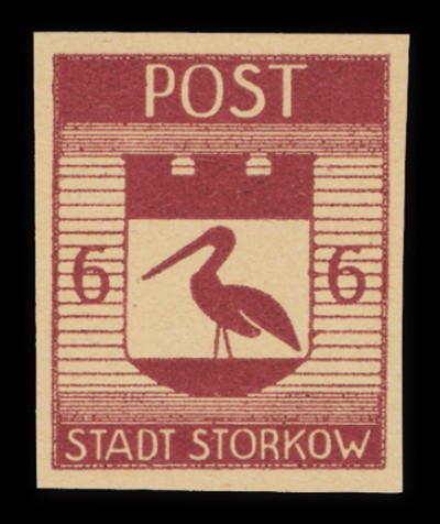 Dt. Lokalausgabe - Storkow MiNr. 12b B **(dunkellilarot - geschnitten)