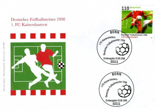 BRD FDC MiNr. 2010 Deutscher Fußballmeister 1998 - Kaiserslautern