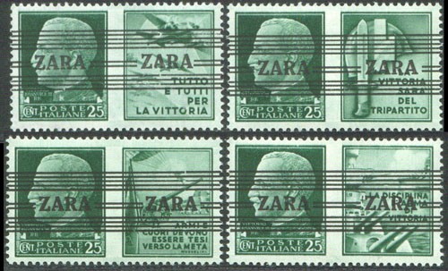 Dt. Besetzung Zara MiNr. 35 I-IV ** FM Italien m.Propagandaaufdr.+Nebenfeld (4 W.)