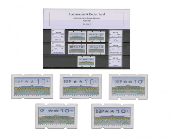 BRD ATM Automatenmarken Set "Sanssouci" alle fünf Typen