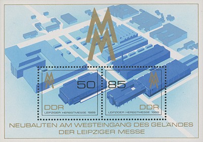 DDR Block 99 ** Plattenfehler Leipziger Herbstmesse 1989 mit Vergleichsstück