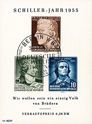 DDR Bl.12IV o MiNr. 464/66B Schiller-Jahr