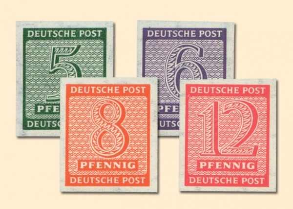 SBZ West-Sa. MiNr. 116/19 DX ** FM Ziffern Postmeistertrennung D, Roßwein