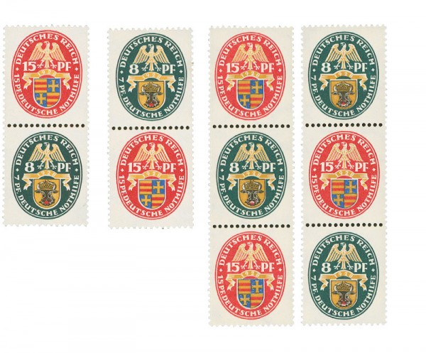 Dt. Reich Nothilfe 1928: Wappen Zdr. ** 4 Zusammendrucke S50-S53