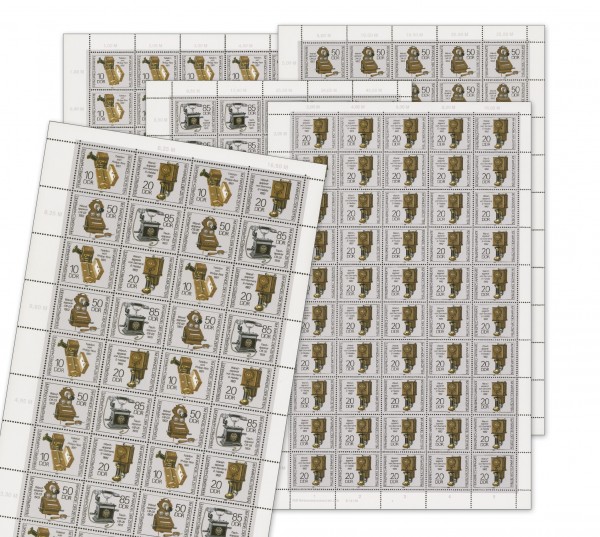 DDR Bogenkollektion MiNr. 3226/29 ** Fernsprechapparate, 5 Bogen inkl. Sammelblatt