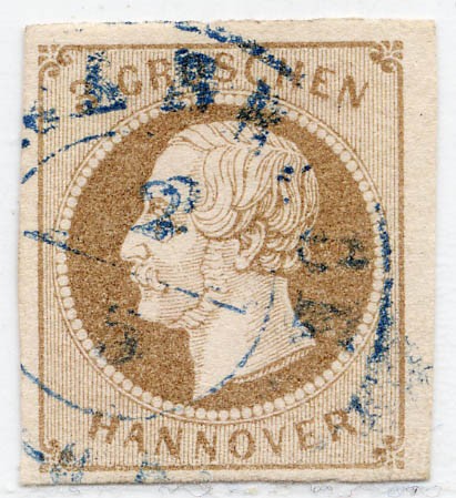 Hannover MiNr. 19a o 3 Groschen / mittelbraun / geschnitten