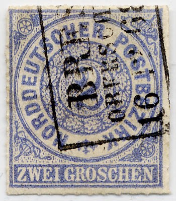 Norddeutscher Postbezirk MiNr. 5 o 2 Groschen / blau