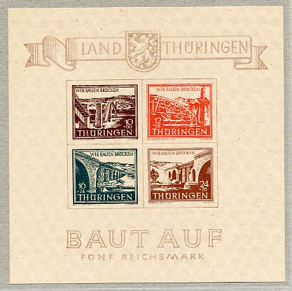 SBZ Thür. Bl. 4c yII ** MiNr. 112/15c Wiederaufbau Brücken